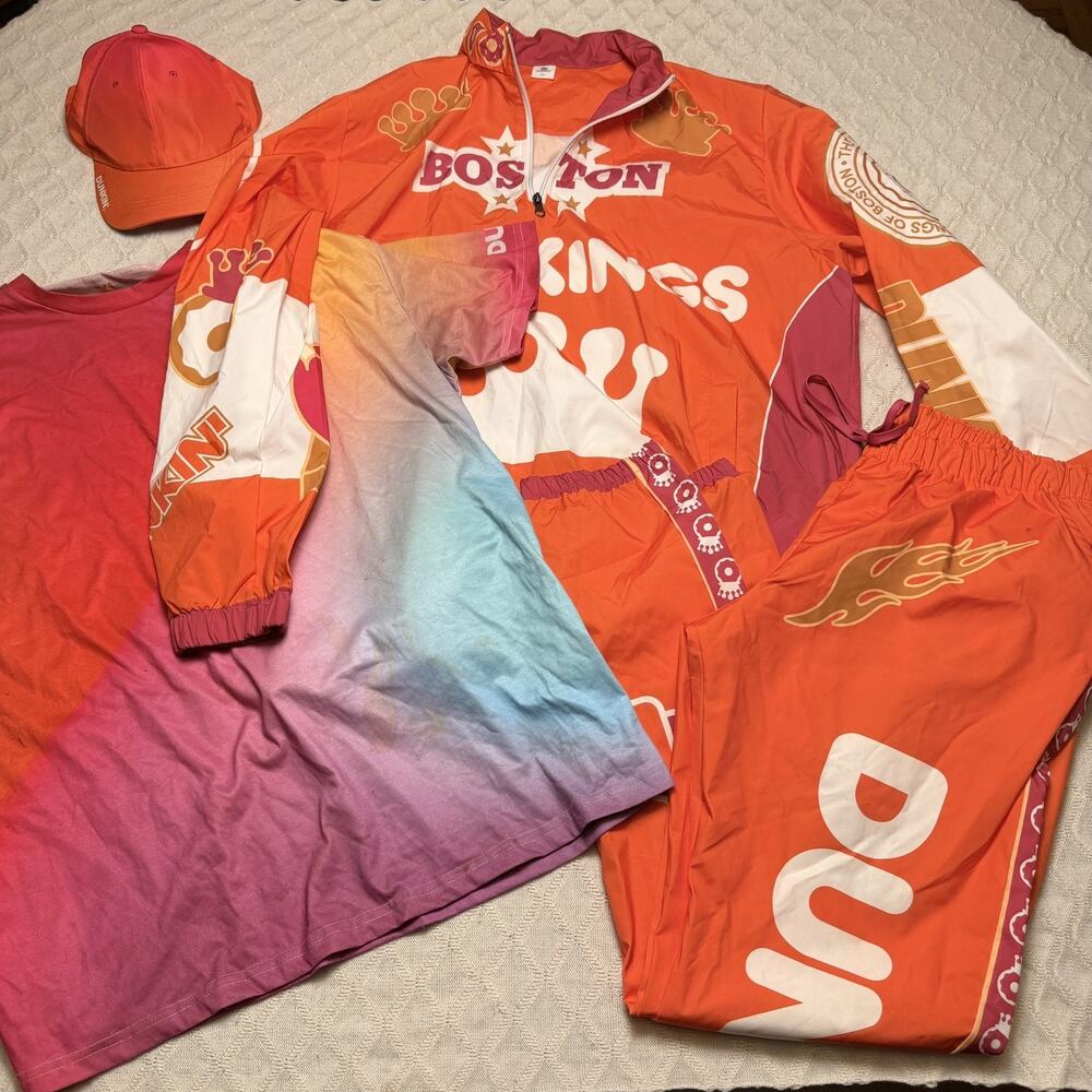 Dunkin DunKings Boston Orange Tracksuit Full Outfit Superbowl Commercial XL